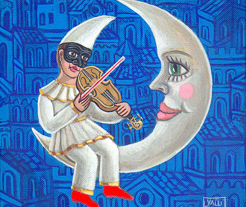 Pulcinella con violino e luna